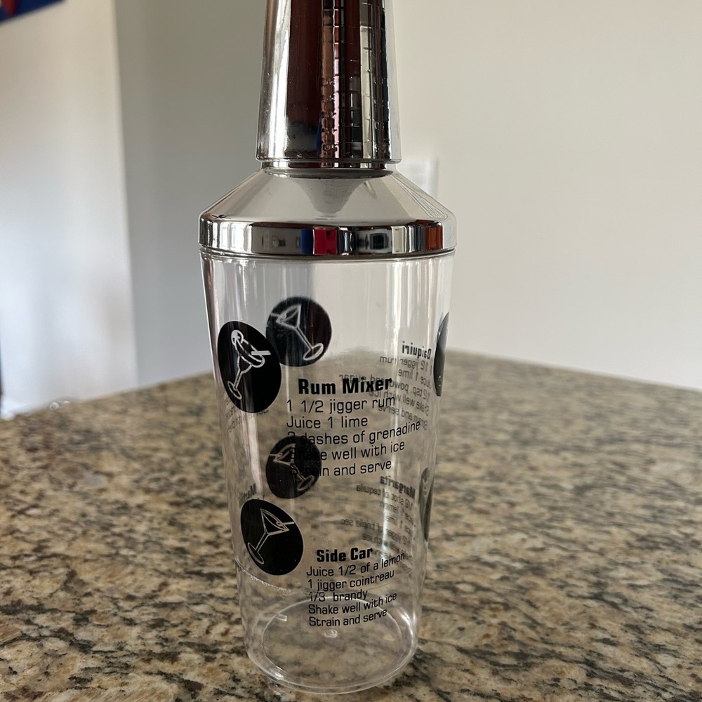 Clear Cocktail Shaker with Silver Accents